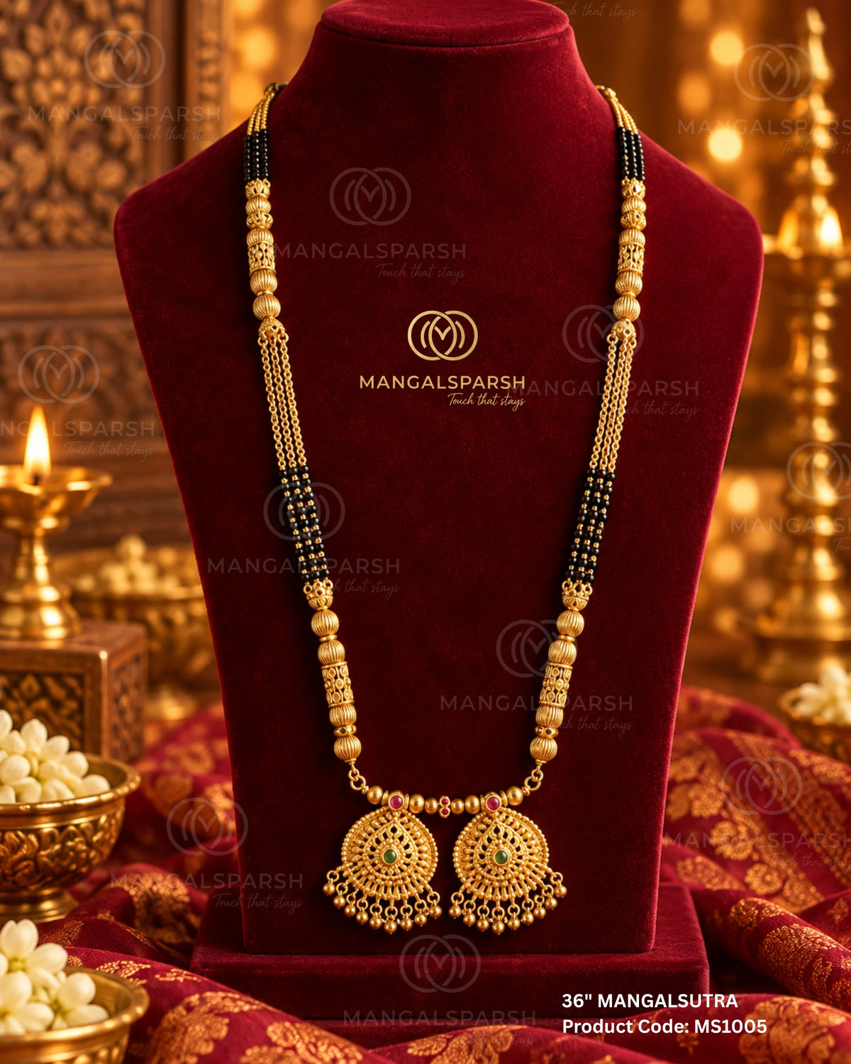 Gol mani double vati mangalsutra - Mangalsparsh MS1005