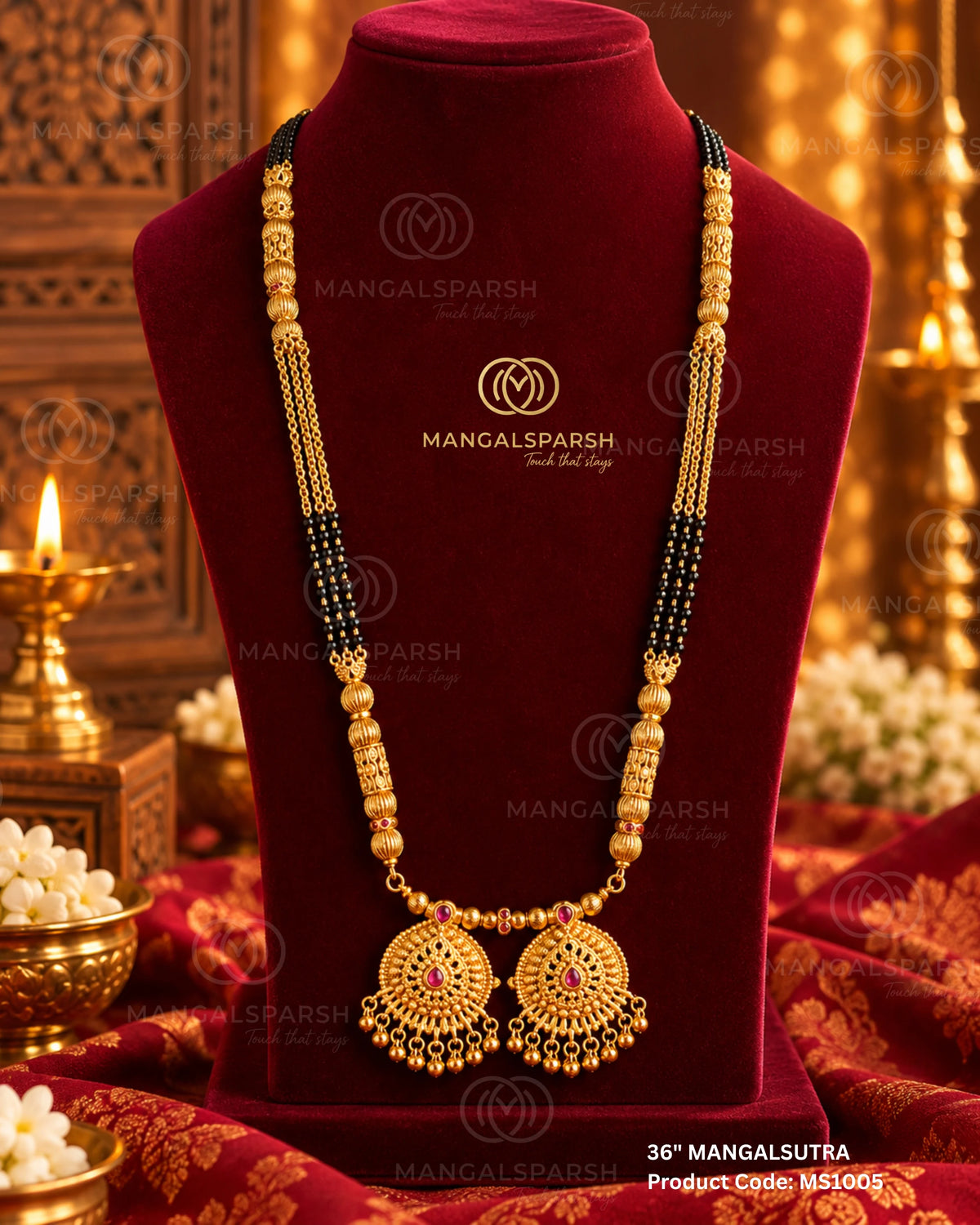 Classic gold chain double vati mangalsutra - Mangalsparsh MS1005-D1