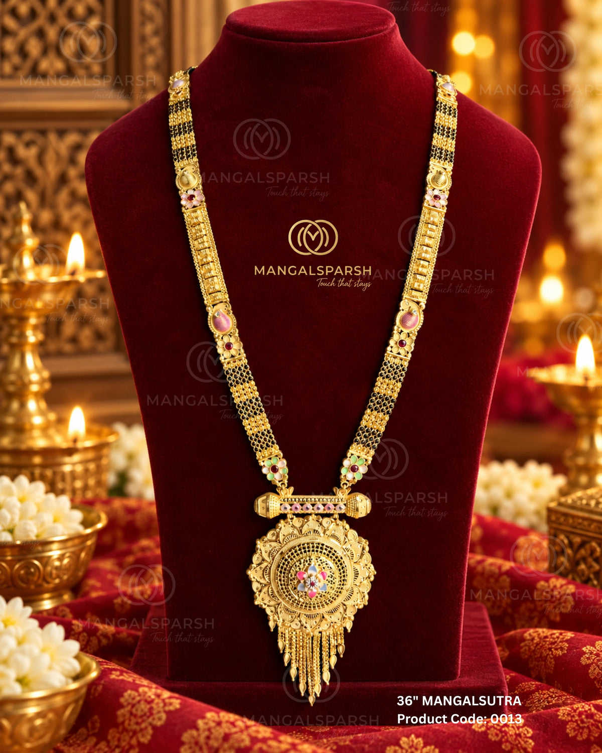 Jhalar pendant gold patti long mangalsutra - Mangalsparsh 0013