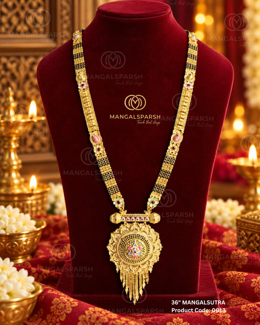 Jhalar pendant gold patti long mangalsutra - Mangalsparsh 0013