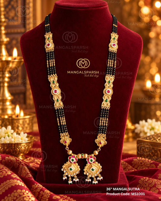 Kundan ruby green double vati mangalsutra - Mangalsparsh MS1001