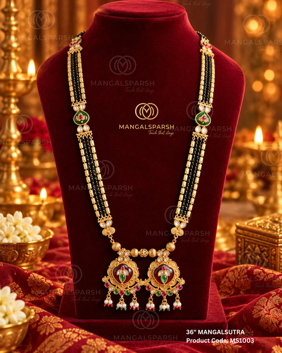 Meenakari kundan double vati mangalsutra - Mangalsparsh MS1003