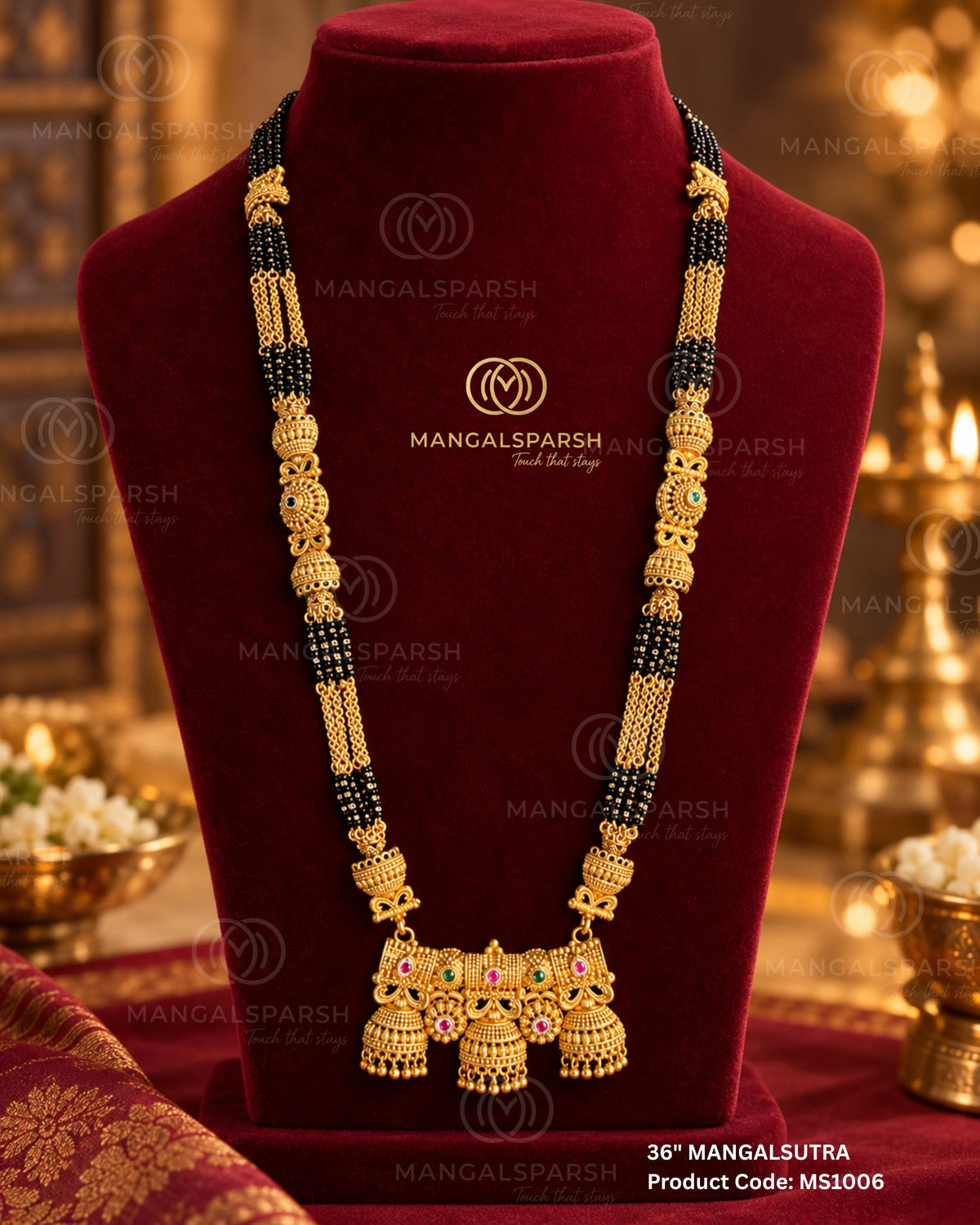 Temple jhumka pendant long mangalsutra - Mangalsparsh MS1006