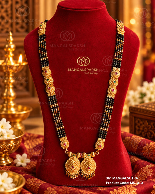 Floral panel teardrop vati mangalsutra - Mangalsparsh MS1010