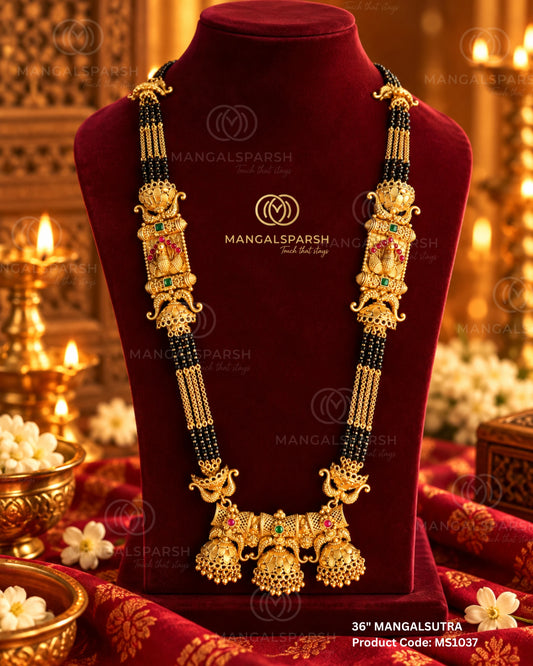 Peacock temple long mangalsutra - Mangalsparsh MS1037
