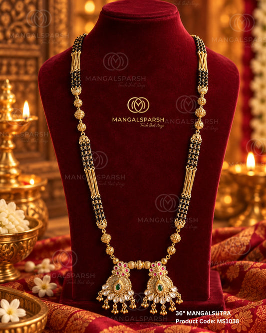Peshwai kundan double vati long mangalsutra - Mangalsparsh MS1038