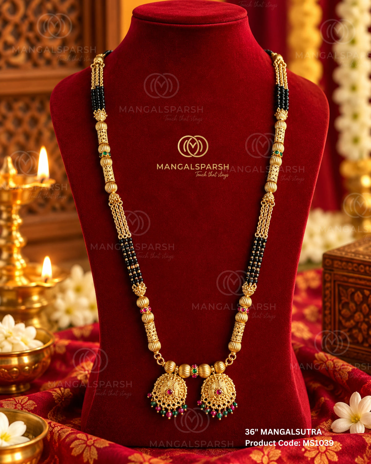 Hirva bead drop gol vati mangalsutra - Mangalsparsh MS1039