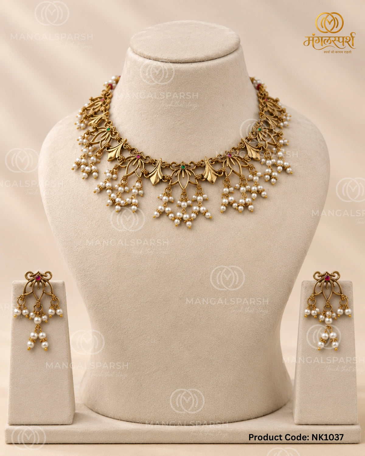 Kamal Moti Latkan Short Necklace Set