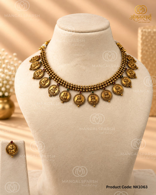 Laxmi Padak Bead Choker Necklace Set