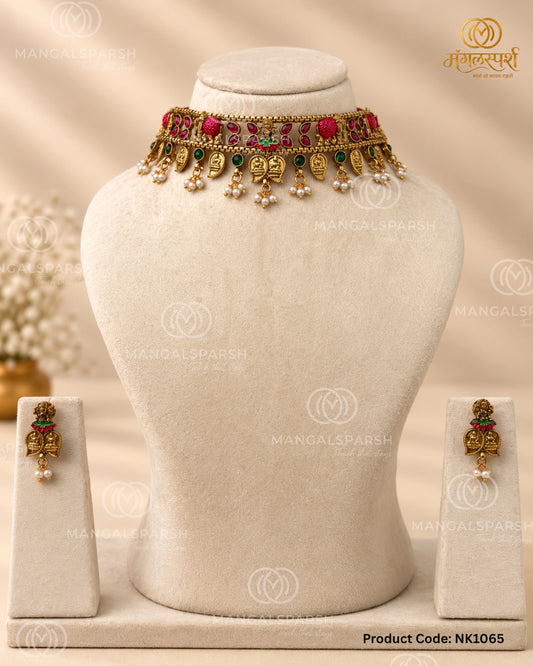 Gajlaxmi Kairi Temple Choker Necklace Set
