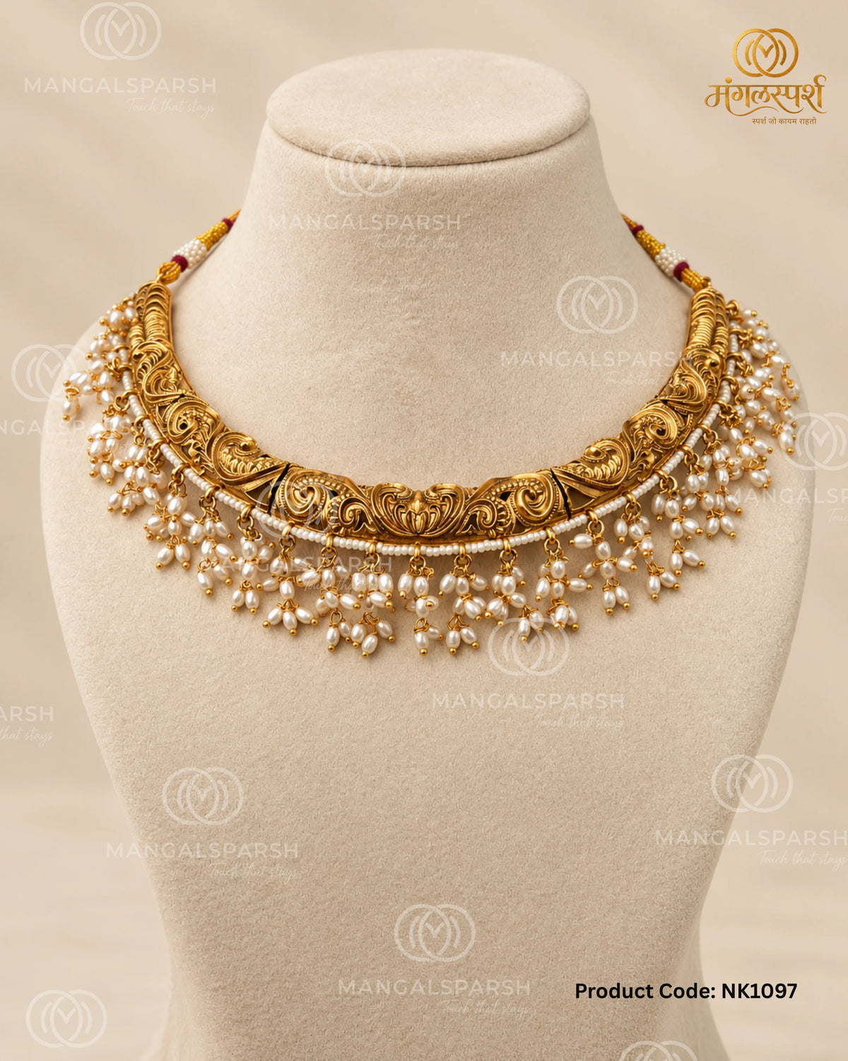 Nakshi Moti Jhalar Thushi Choker Necklace