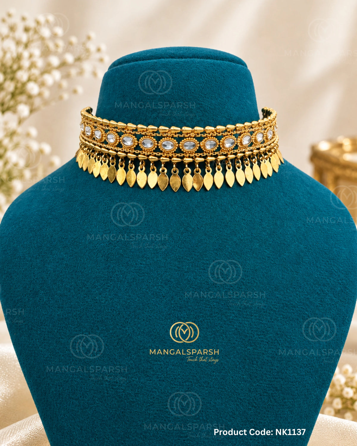 Kundan pan jhalar choker - Mangalsparsh NK1137